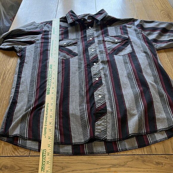 Wrangler Mens Western Shirt Size XL Striped Pearl Snap Long Sleeve Rodeo Classic - Picture 5 of 13